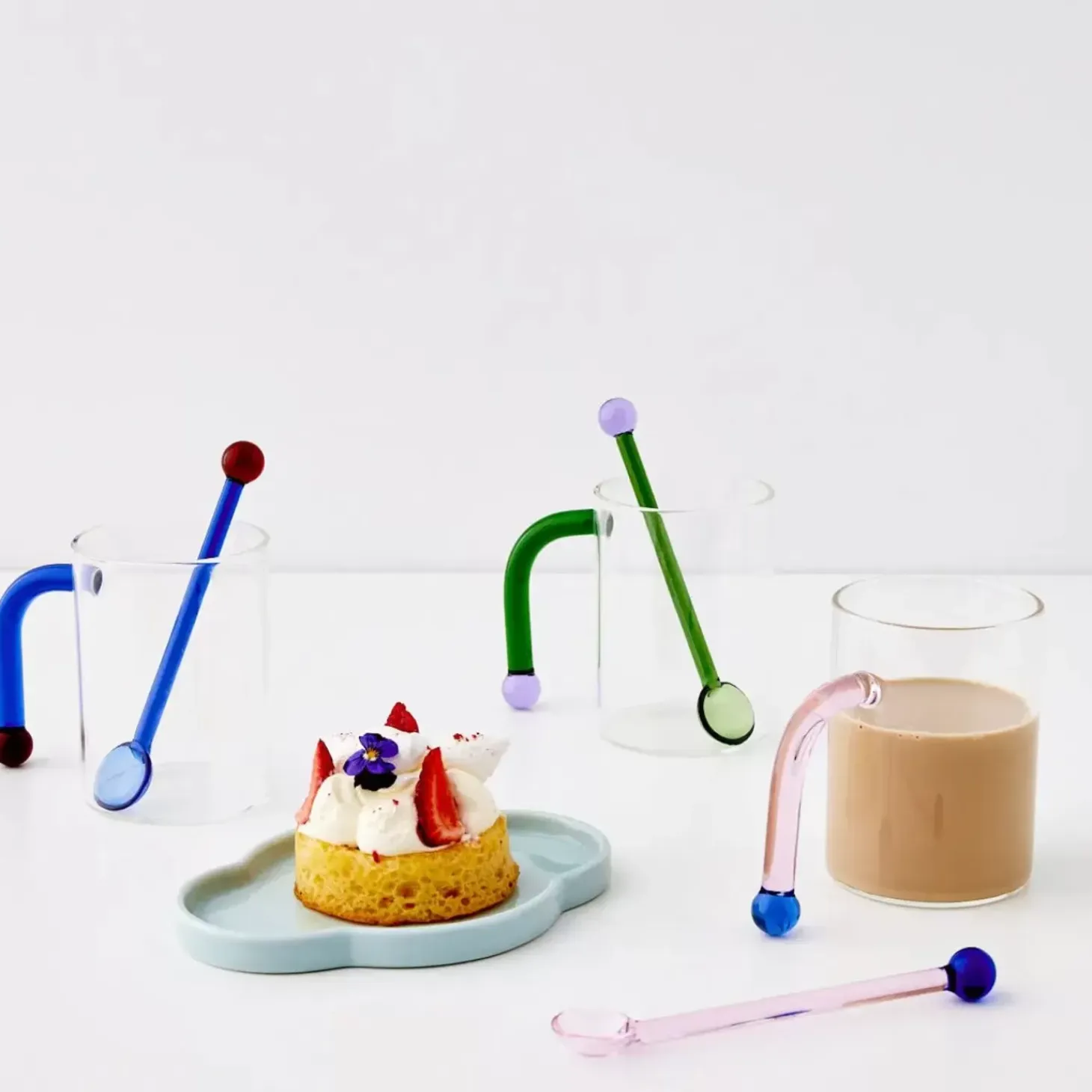 Bauhaus Glass Tumbler & Stirrer Green