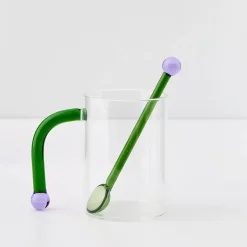 Bauhaus Glass Tumbler & Stirrer Green