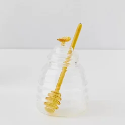 Bee Mine Glass Honey Jar & Dipper