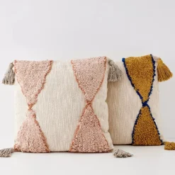 Boho Cotton Cushion With Insert Nude/Pink