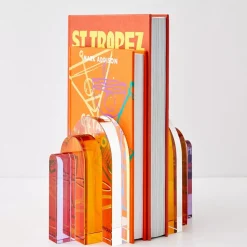 Bow Crystal Bookends Amber Purple