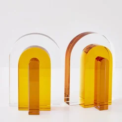 Bow Crystal Bookends Amber Purple