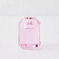 Briolette Crystal Taper Candle Holder Pink