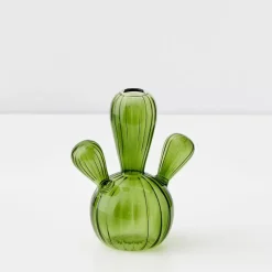 Cactus Small Coloured Glass Vase Green