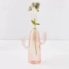 Cactus Tall Coloured Glass Vase Pink