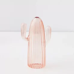 Cactus Tall Coloured Glass Vase Pink
