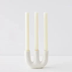Candelabra Ceramic Taper Candle Holder White