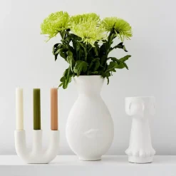 Candelabra Ceramic Taper Candle Holder White