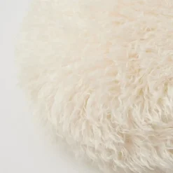 Carmela Faux Fur Circular Accent Cushion Ivory