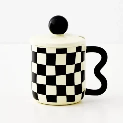 Check Ceramic Mug Black/White
