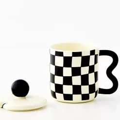 Check Ceramic Mug Black/White