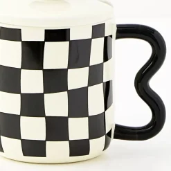 Check Ceramic Mug Black/White
