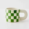 Checkerboard Ceramic Mug Green