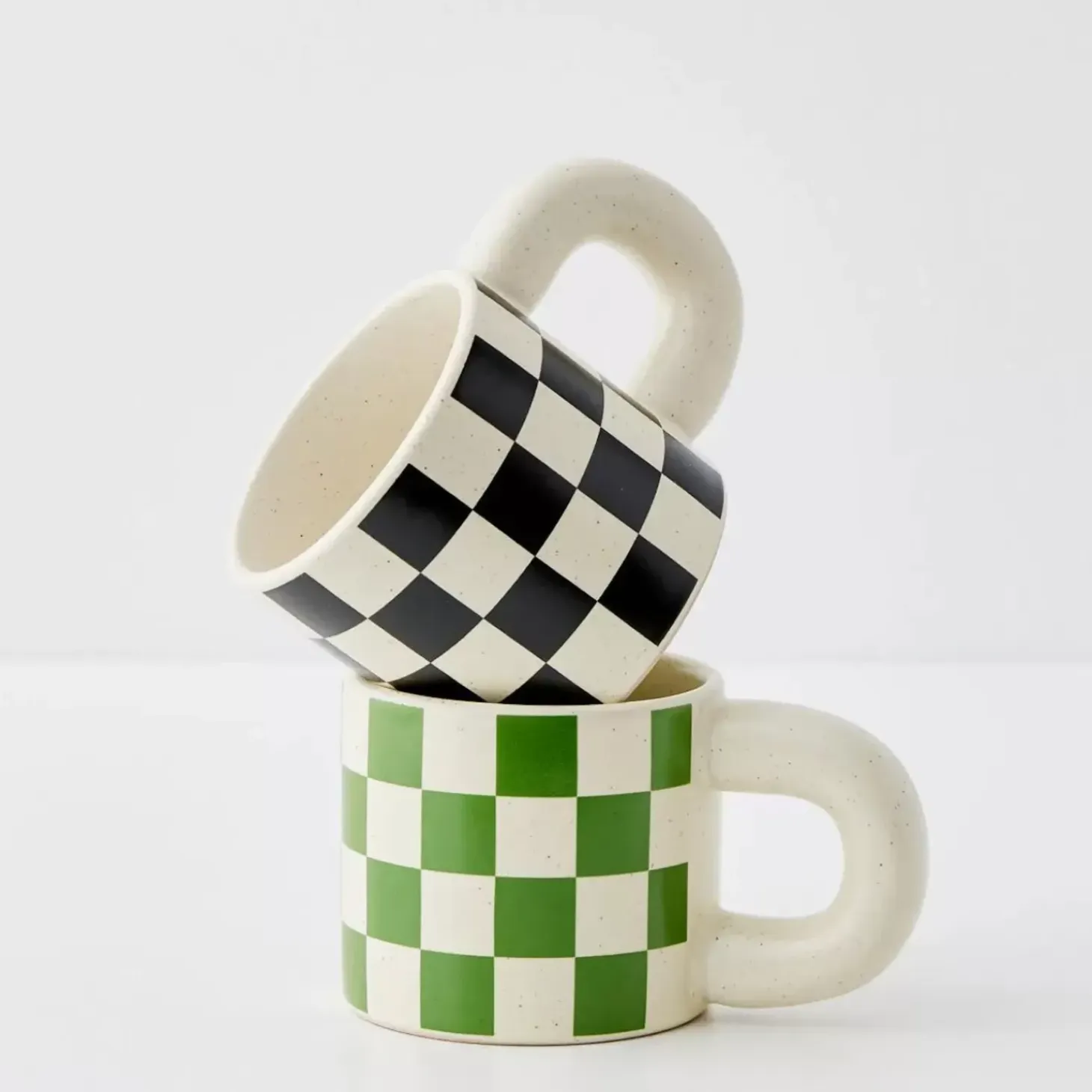 Checkerboard Ceramic Mug Green