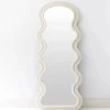 Curvy Wavy Velvet Full Length Mirror Off White