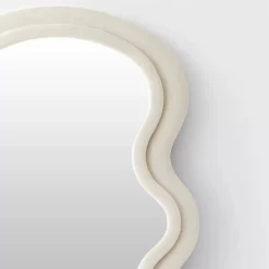 Curvy Wavy Velvet Full Length Mirror Off White