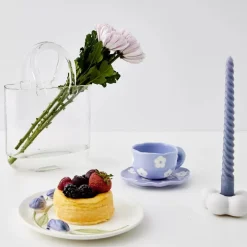 Daisy Ceramic Tea Cup And Saucer Lilac