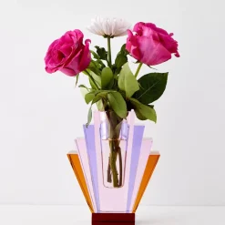 Diamond Deco Crystal Coloured Vase Pink Purple