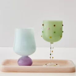 Dotted Wine Glass Green