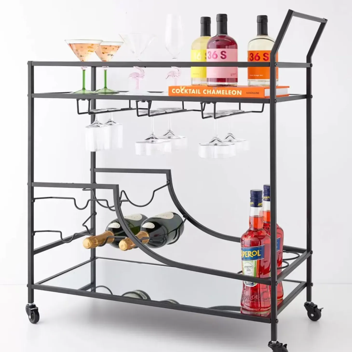 Double Decker Bar Cart Black