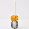 Edgy Crystal Taper Candle Holder Amber Smoke