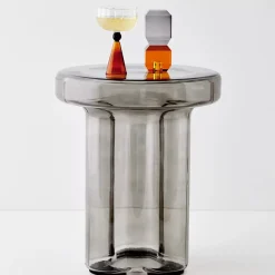 Edgy Crystal Taper Candle Holder Amber Smoke