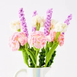 Freesia Hand Knitted Crochet Flower Pink