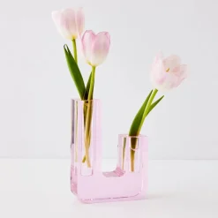 Infinity Crystal Cut Coloured Vase Pink