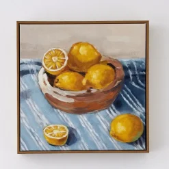 Lemon Bowl Framed Canvas Oil Painting
