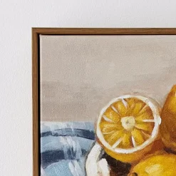 Lemon Bowl Framed Canvas Oil Painting