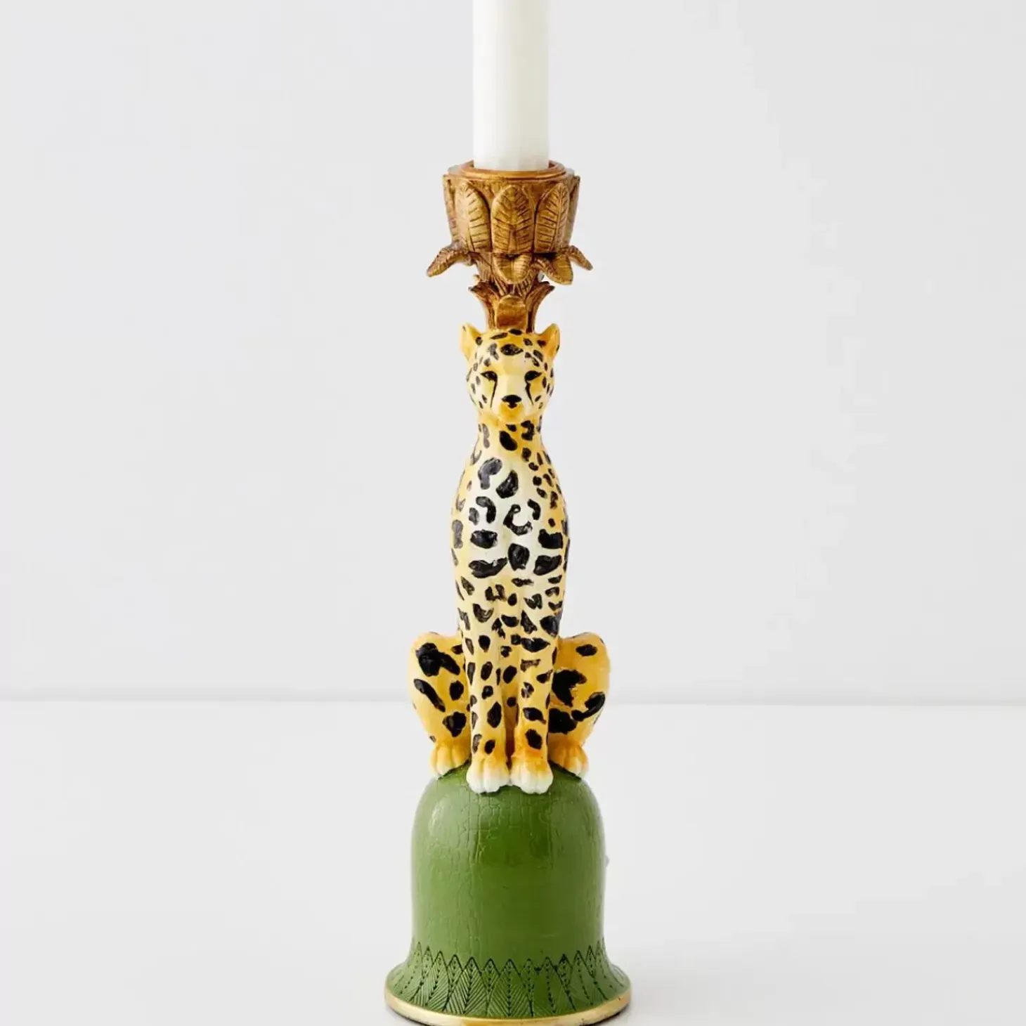 Leon Leopard Resin Candle Holder