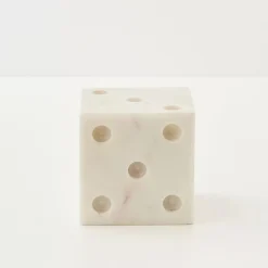 Marble Dice Sculpture White