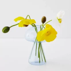 Mushroom Bud Glass Vase Blue