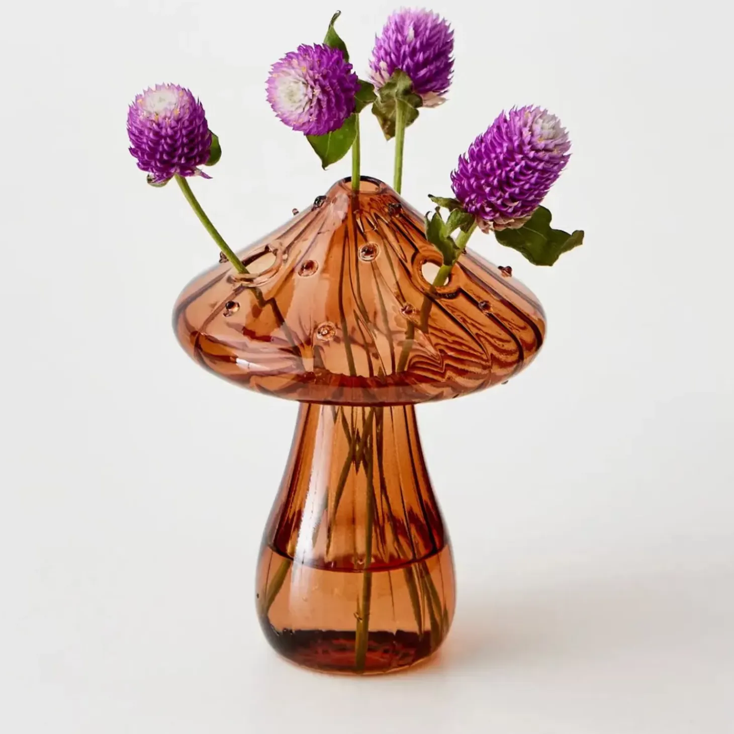 Mushroom Coloured Glass Vase Amber