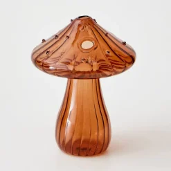 Mushroom Coloured Glass Vase Amber
