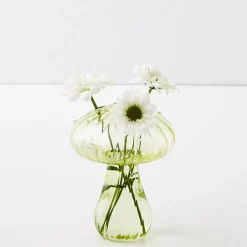 Mushroom Coloured Glass Vase Green