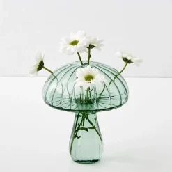 Mushroom Coloured Glass Vase Cyan