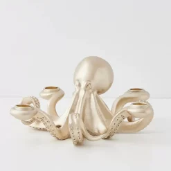 Otto Octopus Resin Candle Holder Gold