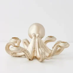 Otto Octopus Resin Candle Holder Gold