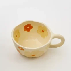Painted Blooms Ceramic Mug Orange
