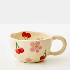 Painted Cherry Ceramic Mug Red