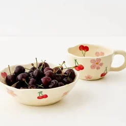 Painted Cherry Ceramic Mug Red