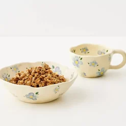 Painted Daisy Ceramic Mug Blue