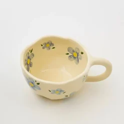 Painted Daisy Ceramic Mug Blue