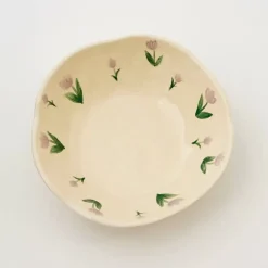 Painted Tulip Ceramic Bowl Purple