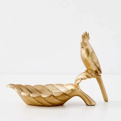 Penny The Parrot Resin Decorative Tray Gold