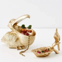 Penny The Parrot Resin Decorative Tray Gold