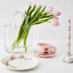 Petal Ceramic Taper Candle Holder White