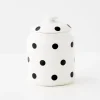 Polka Dot Ceramic Canister White
