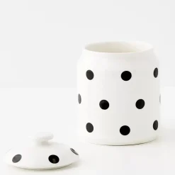 Polka Dot Ceramic Canister White